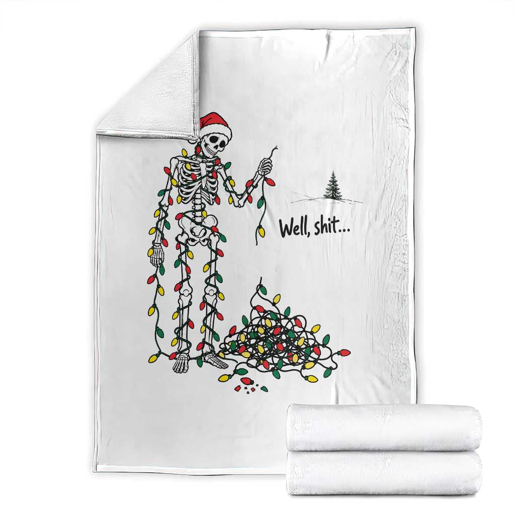Well Shit Funny Skeleton Christmas Lights Holiday Xmas Tree Throw Blanket