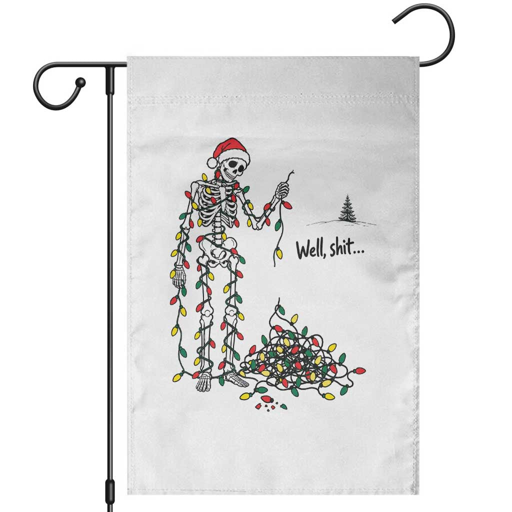 Well Shit Funny Skeleton Christmas Lights Holiday Xmas Tree Garden Flag