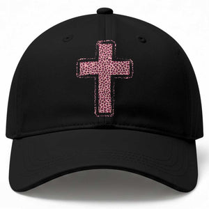 Brushstroke Jesus Cross Pink Leopard Christian Faith Baseball Cap