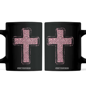 Brushstroke Jesus Cross Pink Leopard Christian Faith Coffee Mug