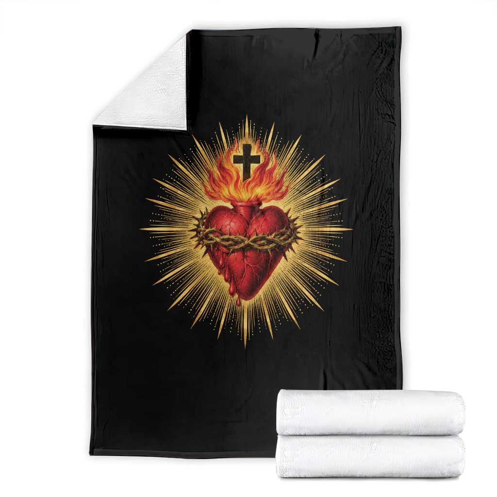 Sacred Heart of Jesus Throw Blanket Christian Catholic Vintage Heart Faith