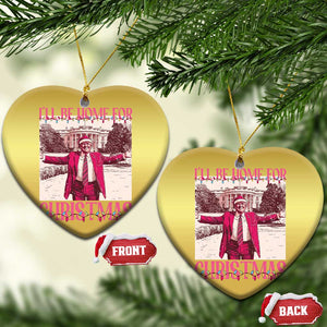 Funny Pink Trump Xmas Christmas Ornament I'll Be Home For Christmas White House TS11 Heart Gold Print Your Wear