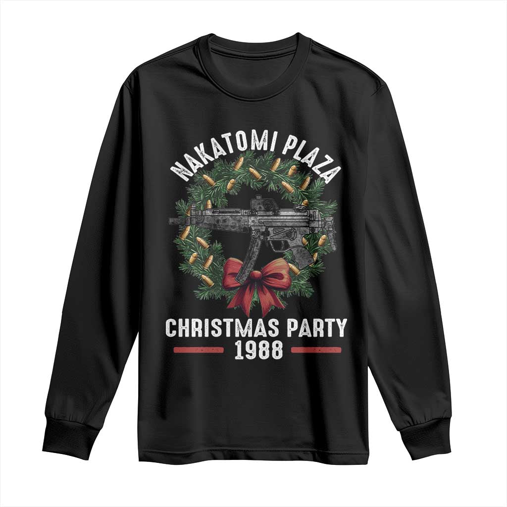 Funny Nakatomi Plaza Long Sleeve Shirt Christmas Party 1988 Xmas Bullet Gun Wreath TS11 Black Print Your Wear