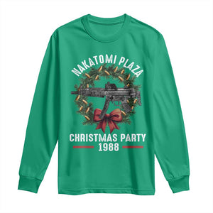 Funny Nakatomi Plaza Long Sleeve Shirt Christmas Party 1988 Xmas Bullet Gun Wreath TS11 Irish Green Print Your Wear