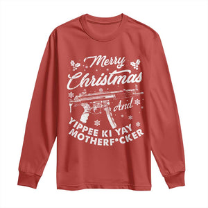 Funny Nakatomi Plaza Long Sleeve Shirt Merry Christmas And Yippee Ki Yay Snowflake Gun TS11 Red Print Your Wear