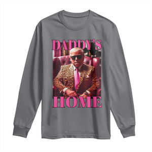 Funny Pink Leopard President Trump Long Sleeve Shirt Daddy's Home White House US Election 2024 TS11 Charcoal Print Your Wear