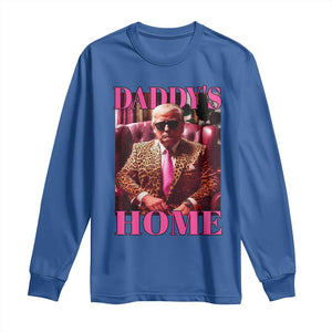 Funny Pink Leopard President Trump Long Sleeve Shirt Daddy's Home White House US Election 2024 TS11 Royal Blue Print Your Wear