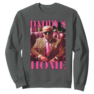 Funny Pink Leopard President Trump Sweatshirt Daddy's Home White House US Election 2024 TS11 Dark Heather Print Your Wear