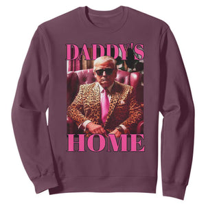 Funny Pink Leopard President Trump Sweatshirt Daddy's Home White House US Election 2024 TS11 Maroon Print Your Wear