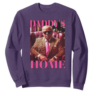 Funny Pink Leopard President Trump Sweatshirt Daddy's Home White House US Election 2024 TS11 Purple Print Your Wear