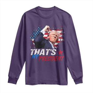 That's My President Trump 2024 Long Sleeve Shirt Vintage American Flag TS11 Purple Print Your Wear