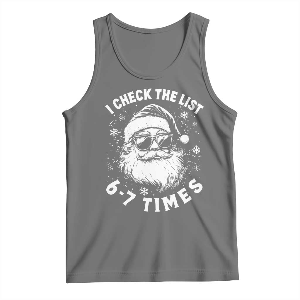 67 Meme Christmas Santa Tank Top Funny I Check The List 67 Times TS11 Black Heather Print Your Wear