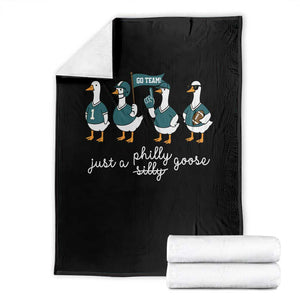 Funny Just A Silly Goose Football Throw Blanket PFE Sport Lover Game Day TS11 Black Print Your Wear