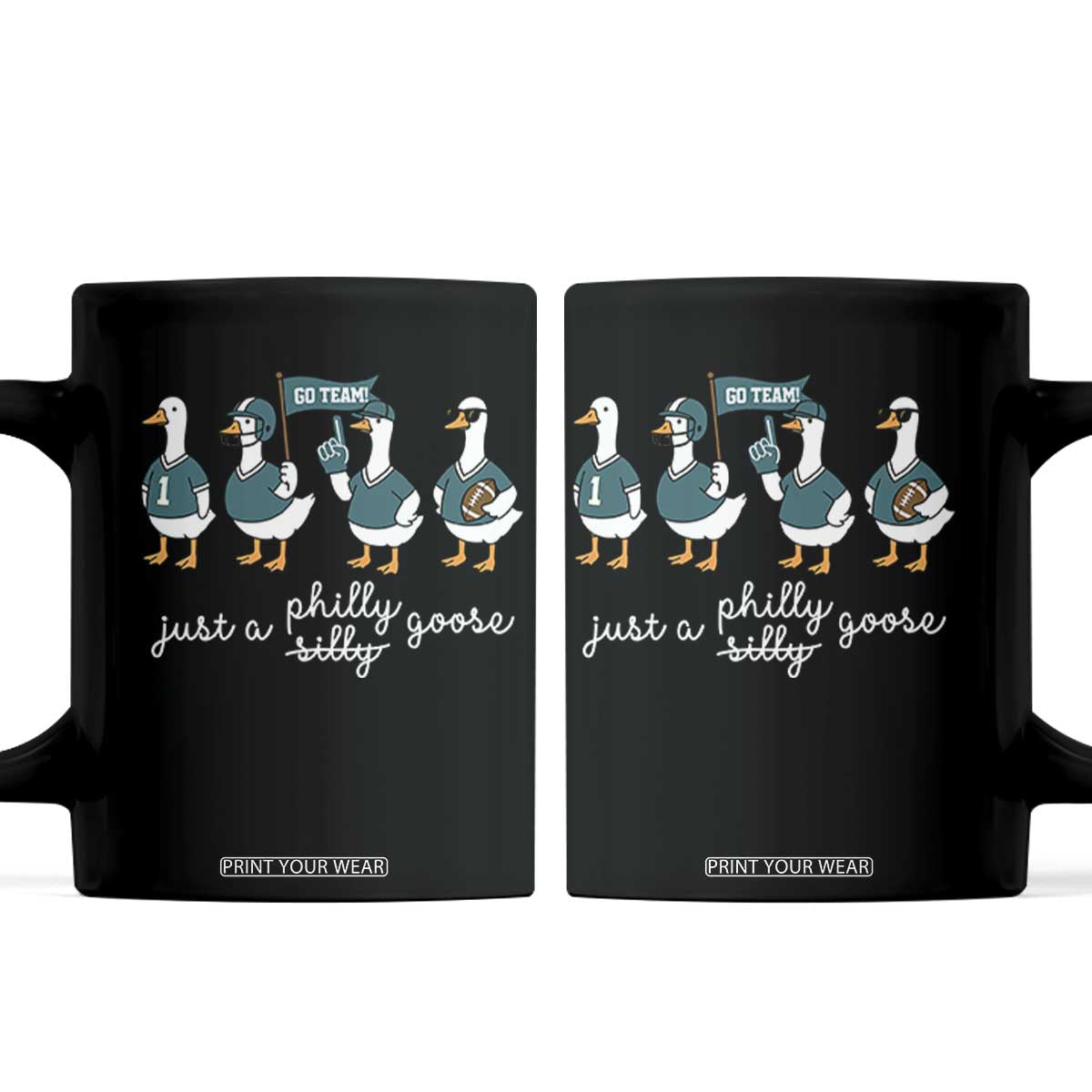 Funny Just A Silly Goose Football Coffee Mug PFE Sport Lover Game Day TS11 Black Print Your Wear