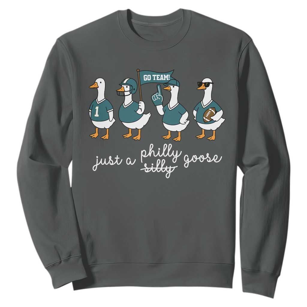 Funny Just A Silly Goose Football Sweatshirt PFE Sport Lover Game Day TS11 Dark Heather Print Your Wear