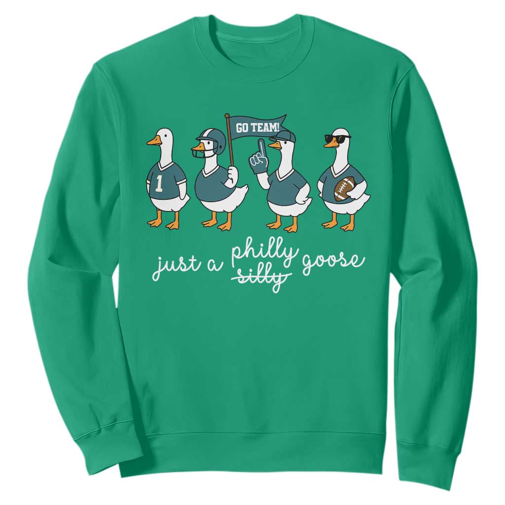 Funny Just A Silly Goose Football Sweatshirt PFE Sport Lover Game Day TS11 Irish Green Print Your Wear
