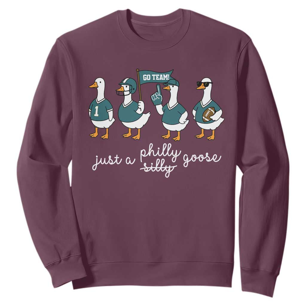 Funny Just A Silly Goose Football Sweatshirt PFE Sport Lover Game Day TS11 Maroon Print Your Wear