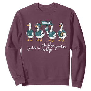 Funny Just A Silly Goose Football Sweatshirt PFE Sport Lover Game Day TS11 Maroon Print Your Wear