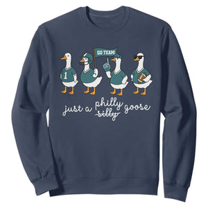 Funny Just A Silly Goose Football Sweatshirt PFE Sport Lover Game Day TS11 Navy Print Your Wear