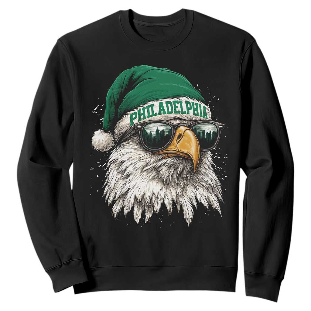 Christmas Football Lover Sweatshirt Funny Green Santa PFE City Silhouette TS11 Black Print Your Wear