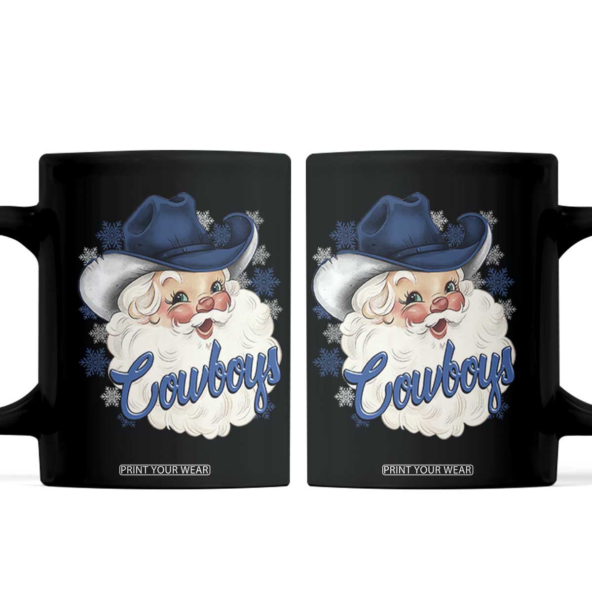 Christmas Football Lover Coffee Mug Blue Santa DFC Game Day TS11 Black Print Your Wear
