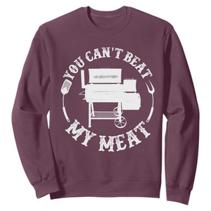 Funny You Can't Beat My Meat Sweatshirt Vintage Grilling BBQ Chef TS11 Maroon Print Your Wear