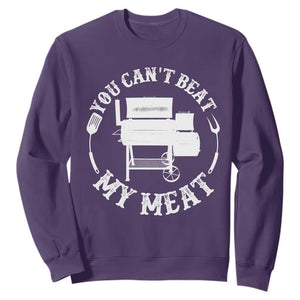 Funny You Can't Beat My Meat Sweatshirt Vintage Grilling BBQ Chef TS11 Purple Print Your Wear