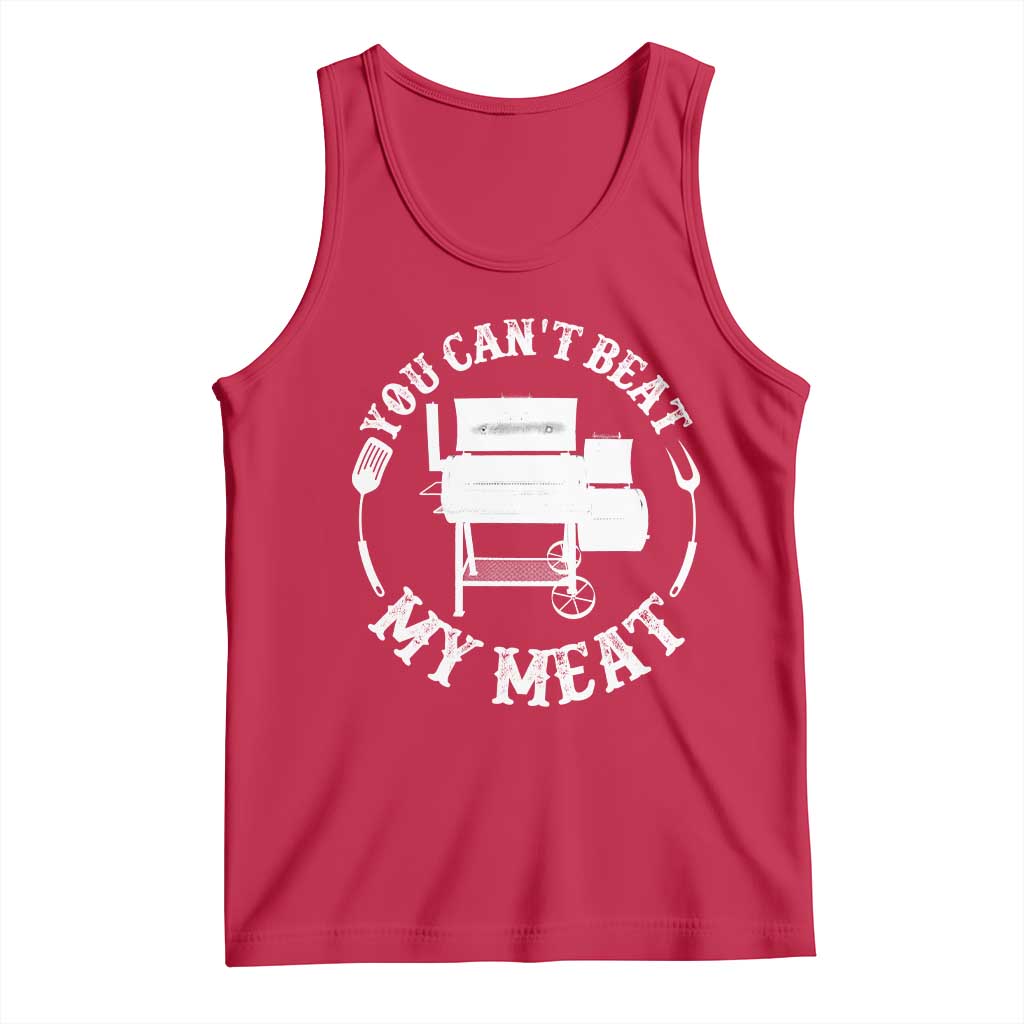 Funny You Can't Beat My Meat Tank Top Vintage Grilling BBQ Chef TS11 Red Print Your Wear