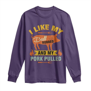 I Like My Butt Rubbed And My Pork Pulled Long Sleeve Shirt Retro Vintage Grilling BBQ TS11 Purple Print Your Wear