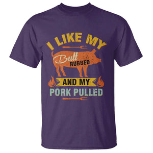 I Like My Butt Rubbed And My Pork Pulled T Shirt - Retro Vintage Grilling BBQ Humor Tee TS11 Purple Print Your Wear
