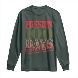 Funny 100th Day Of School Warrior Long Sleeve Shirt Mission 100 Days Completed Sealed TS11 Dark Forest Green Print Your Wear