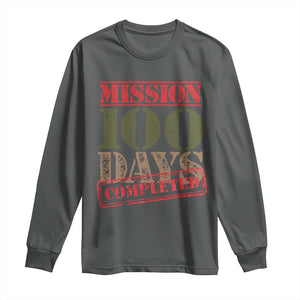 Funny 100th Day Of School Warrior Long Sleeve Shirt Mission 100 Days Completed Sealed TS11 Dark Heather Print Your Wear