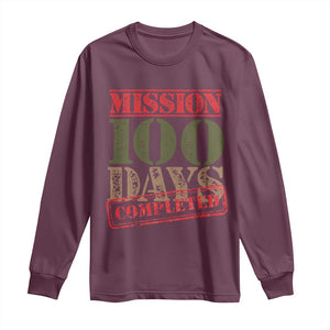 Funny 100th Day Of School Warrior Long Sleeve Shirt Mission 100 Days Completed Sealed TS11 Maroon Print Your Wear