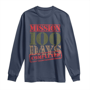 Funny 100th Day Of School Warrior Long Sleeve Shirt Mission 100 Days Completed Sealed TS11 Navy Print Your Wear