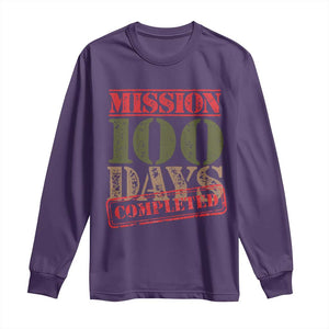 Funny 100th Day Of School Warrior Long Sleeve Shirt Mission 100 Days Completed Sealed TS11 Purple Print Your Wear