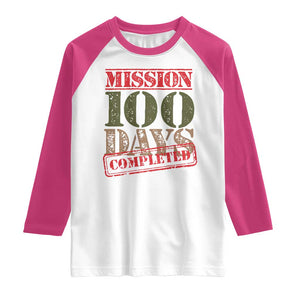 Funny 100th Day Of School Warrior Raglan Shirt Mission 100 Days Completed Sealed TS11 White Heliconia Print Your Wear