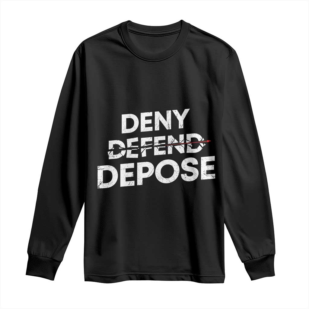 Deny Defend Depose Long Sleeve Shirt Vintage Shooting Breaks Bullet Through TS11 Black Print Your Wear