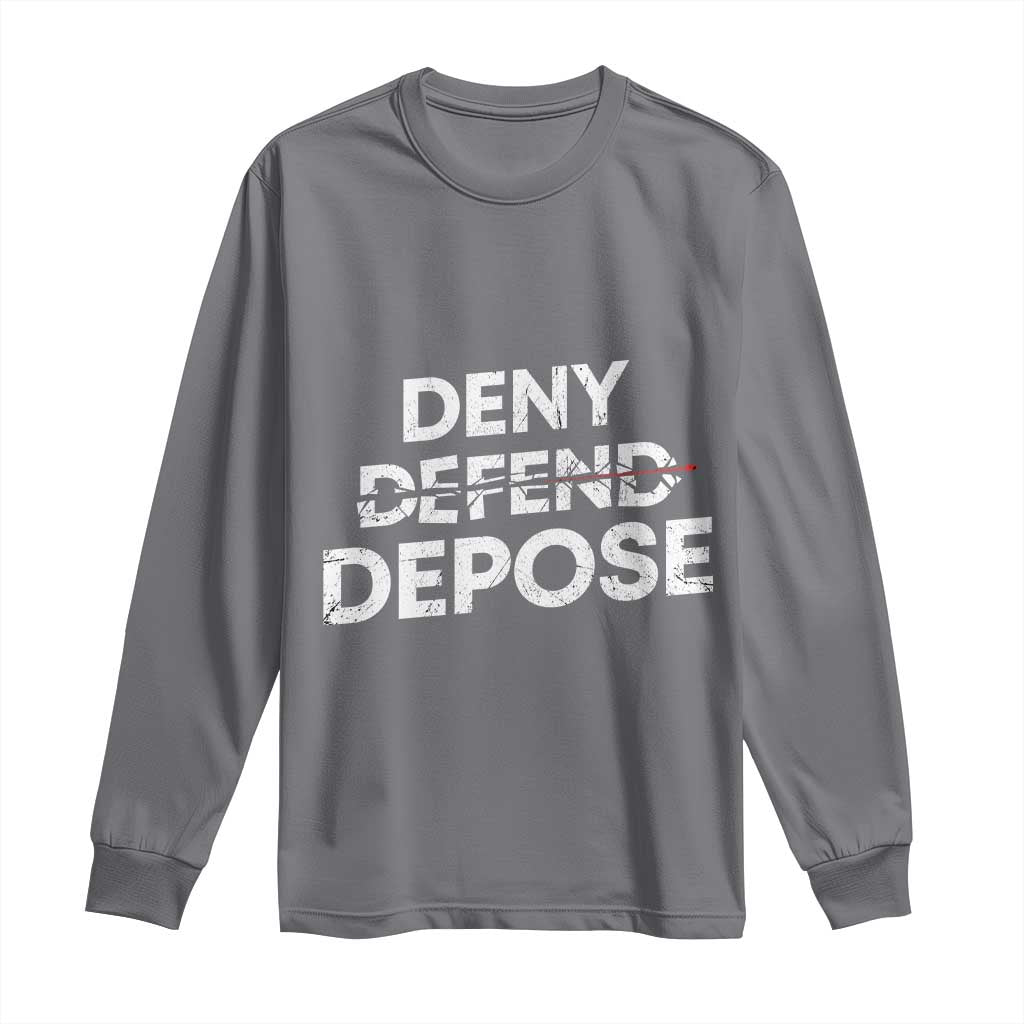 Deny Defend Depose Long Sleeve Shirt Vintage Shooting Breaks Bullet Through TS11 Charcoal Print Your Wear
