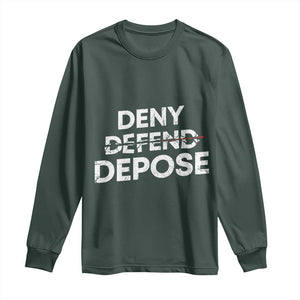 Deny Defend Depose Long Sleeve Shirt Vintage Shooting Breaks Bullet Through TS11 Dark Forest Green Print Your Wear