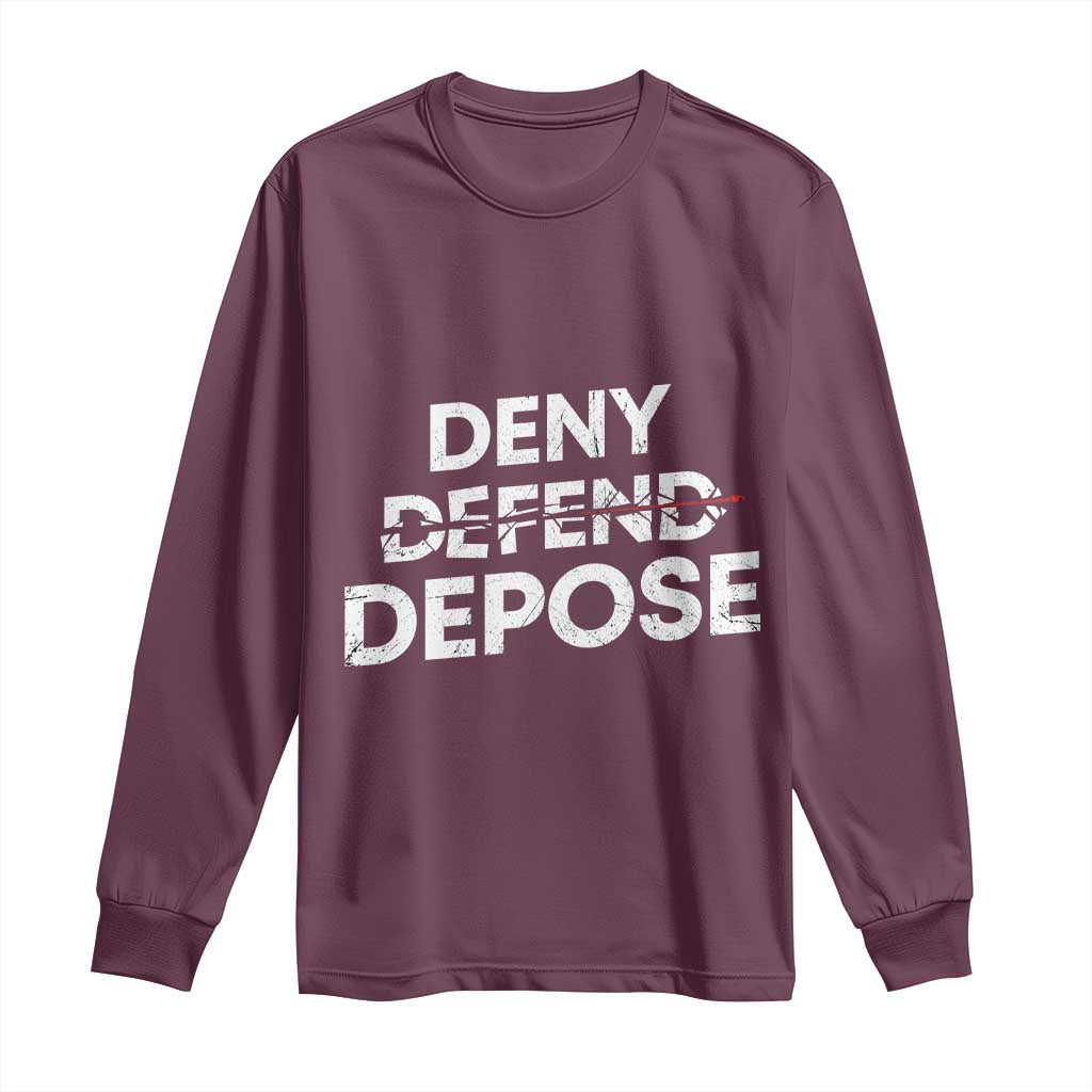Deny Defend Depose Long Sleeve Shirt Vintage Shooting Breaks Bullet Through TS11 Maroon Print Your Wear