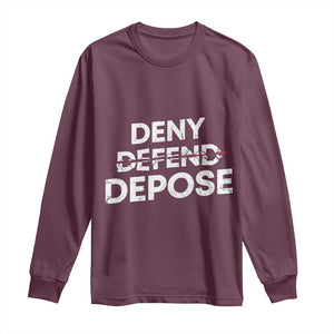 Deny Defend Depose Long Sleeve Shirt Vintage Shooting Breaks Bullet Through TS11 Maroon Print Your Wear