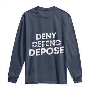 Deny Defend Depose Long Sleeve Shirt Vintage Shooting Breaks Bullet Through TS11 Navy Print Your Wear