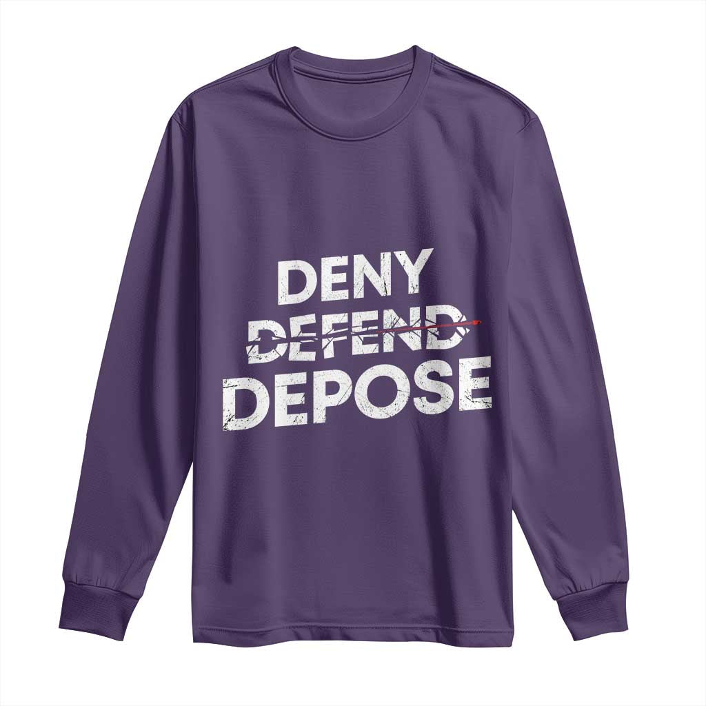 Deny Defend Depose Long Sleeve Shirt Vintage Shooting Breaks Bullet Through TS11 Purple Print Your Wear