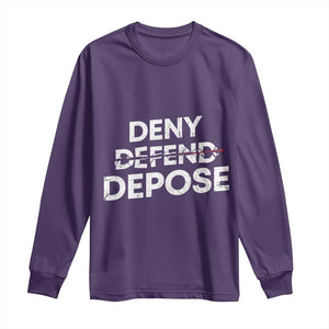 Deny Defend Depose Long Sleeve Shirt Vintage Shooting Breaks Bullet Through TS11 Purple Print Your Wear