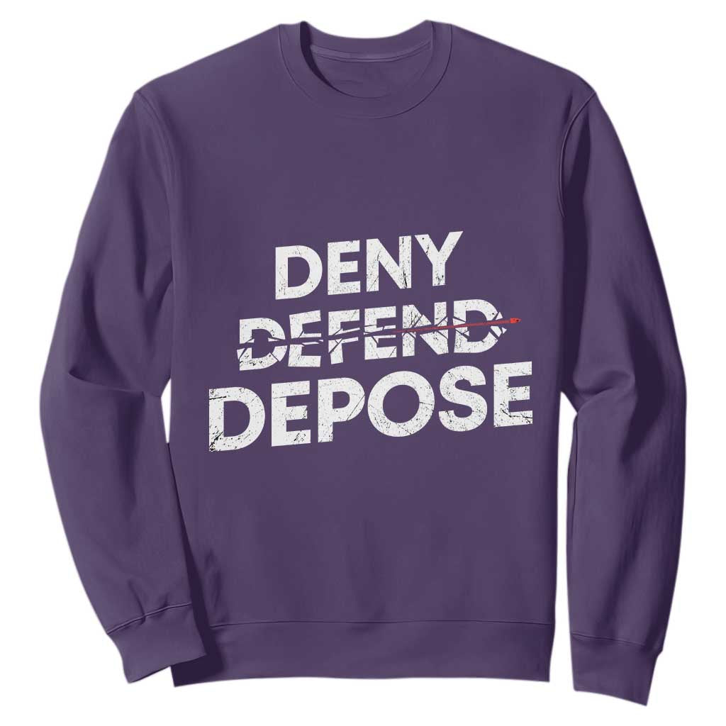Deny Defend Depose Sweatshirt Vintage Shooting Breaks Bullet Through TS11 Purple Print Your Wear