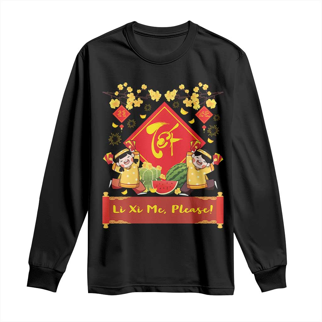 Funny Tet Vietnamese New Year 2025 Long Sleeve Shirt Li Xi Me Please Viet Holiday TS11 Black Print Your Wear