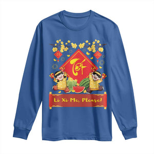 Funny Tet Vietnamese New Year 2025 Long Sleeve Shirt Li Xi Me Please Viet Holiday TS11 Royal Blue Print Your Wear