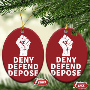 Deny Defend Depose Christmas Ornament Vintage Hand Fist TS11 Oval Red Print Your Wear