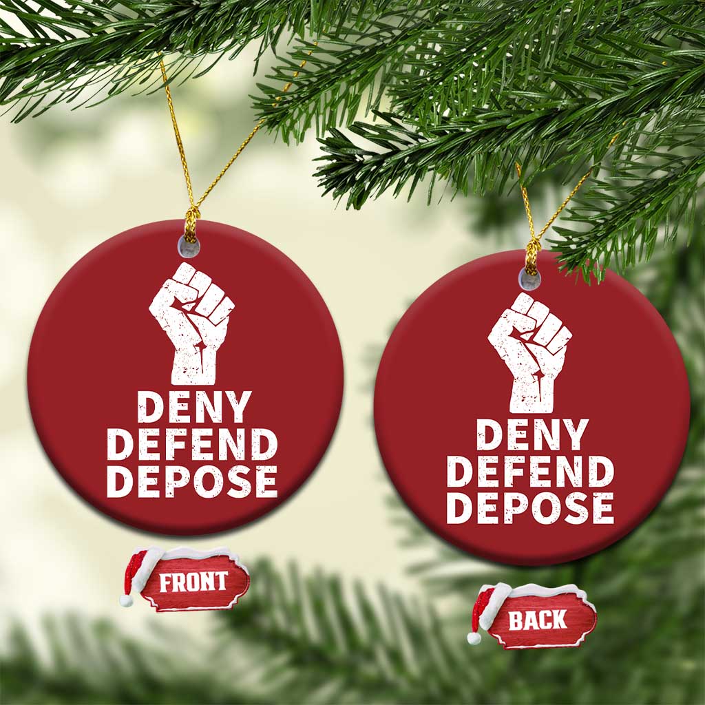 Deny Defend Depose Christmas Ornament Vintage Hand Fist TS11 Circle Red Print Your Wear