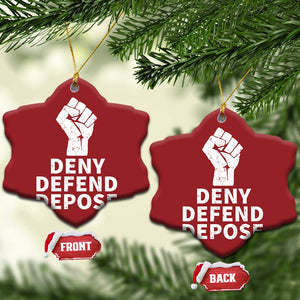 Deny Defend Depose Christmas Ornament Vintage Hand Fist TS11 Snow Flake Red Print Your Wear